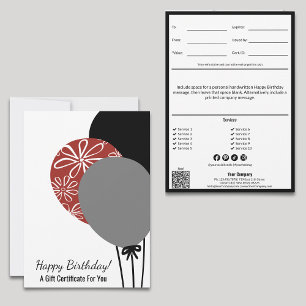 Happy Birthday Balloons Gift Certificate