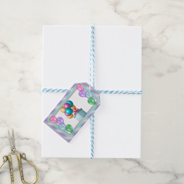 Happy Birthday Balloons Gift Tags (With Twine)