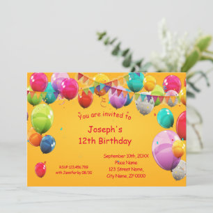 HAPPY BIRTHDAY BALLOONS INVITATION