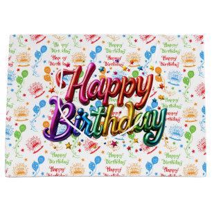 Happy Birthday Balloons Large Gift Bag
