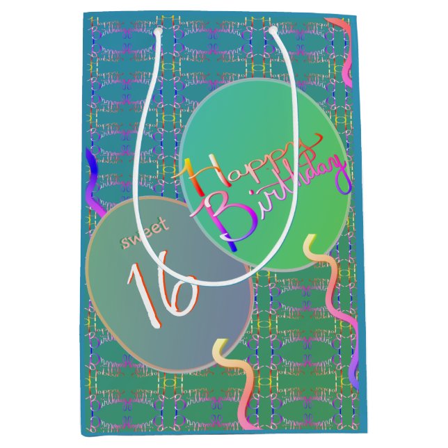 "Happy Birthday" Balloons  Medium Gift Bag (Front)