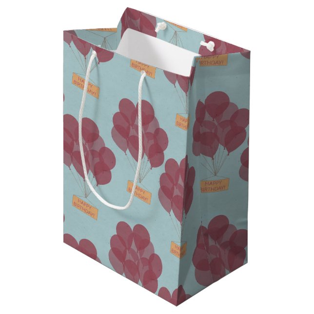 Happy birthday balloons medium gift bag (Front Angled)