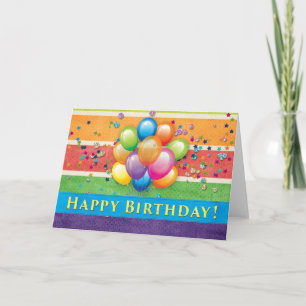 Happy Birthday Balloons Multi Colour Card