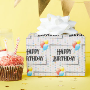 Happy Birthday Balloons On Dots Wrapping Paper