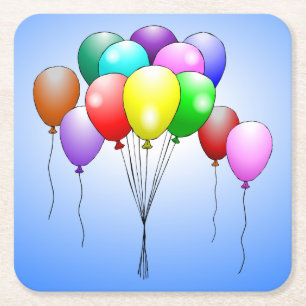 Happy Birthday Balloons Paper Coaster