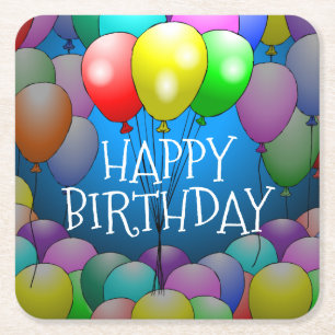 Happy Birthday Balloons Paper Coaster