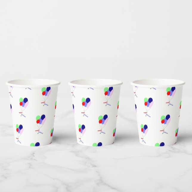 Happy Birthday Balloons  Paper Cups (Multi)