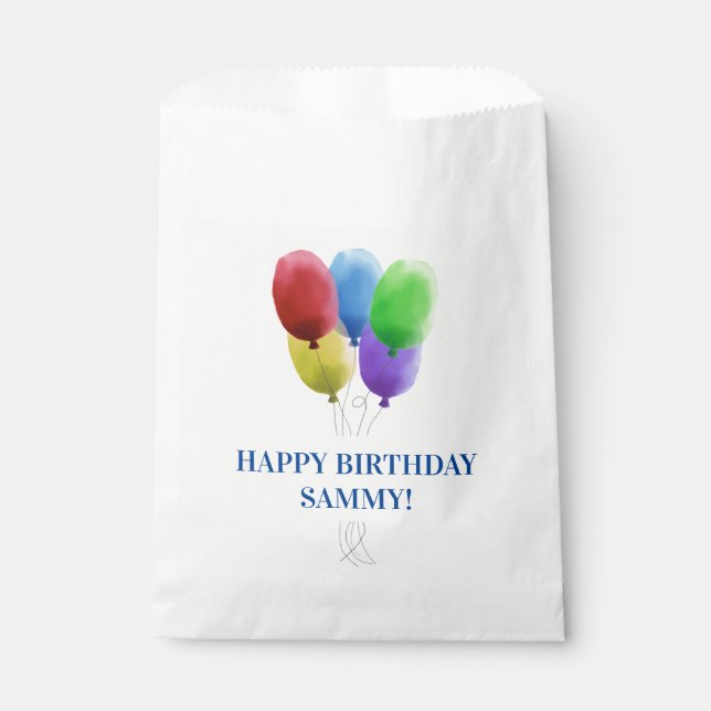 Happy Birthday Balloons Paper Favour Bag for Treat (Front)
