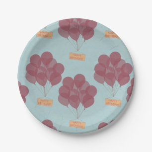 Happy birthday balloons paper plate