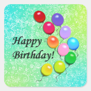 Happy Birthday Balloons Party Stickers