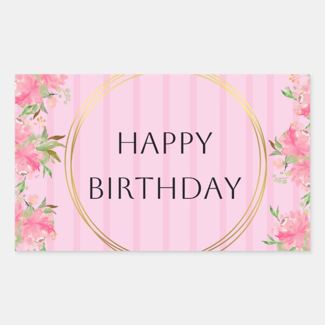 Happy Birthday Balloons Rectangular Sticker (Front)