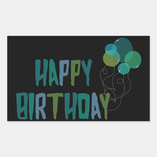 Happy Birthday Balloons Rectangular Sticker (Front)