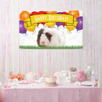 Happy Birthday Balloons White Guinea Pig Yellow