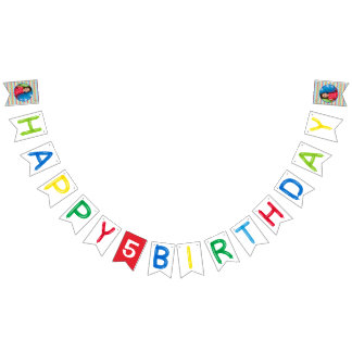 Happy Birthday balloons with photo Bunting