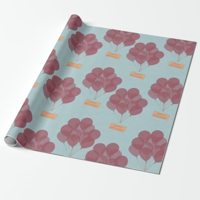 Happy birthday balloons wrapping paper (Unrolled)