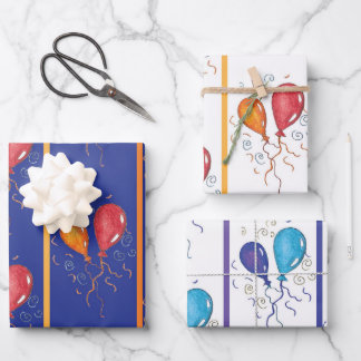 Happy Birthday Balloons Wrapping Paper Sheet
