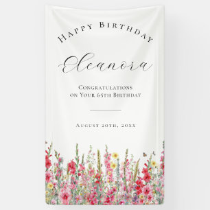 Happy Birthday Banner 65th August Birth Flower