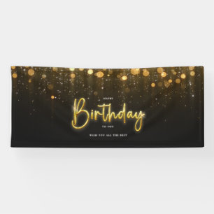 Happy Birthday Banner black glitter