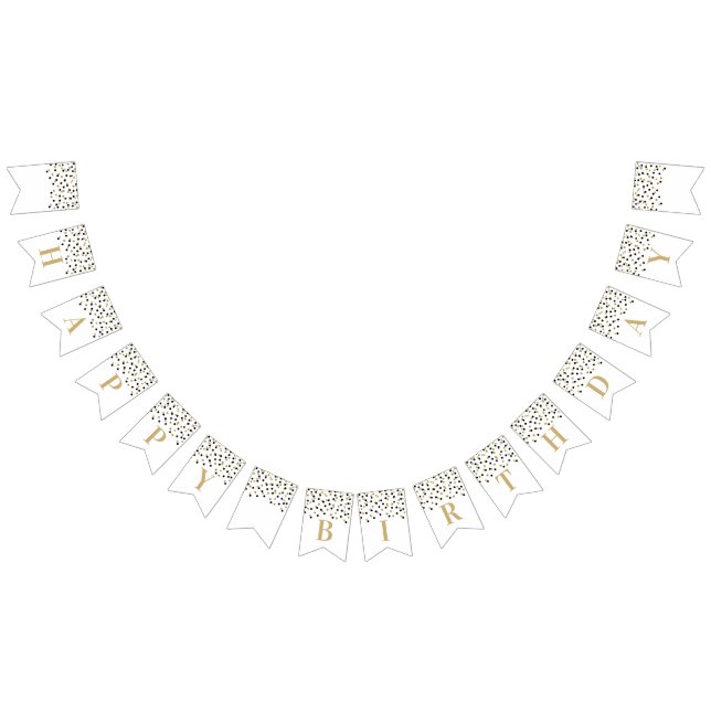 Happy Birthday Banner Gold Black Confetti (All)