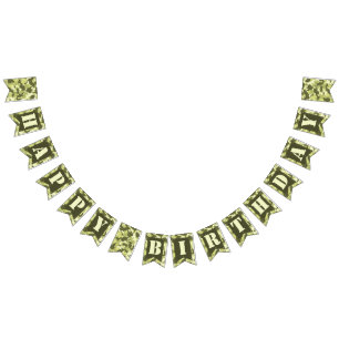 Happy Birthday Banner in Green Camo