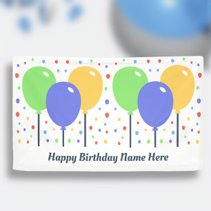 Happy Birthday Banner with Coloured Balloons