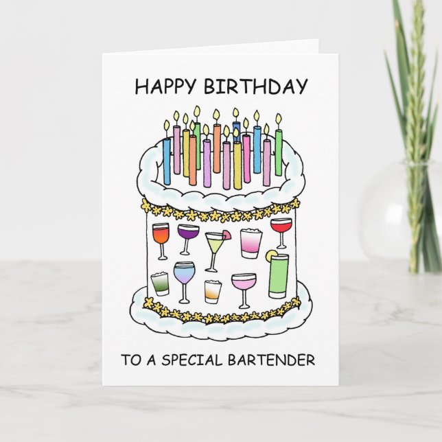 Happy Birthday Bartender Mixologist Card (Front)
