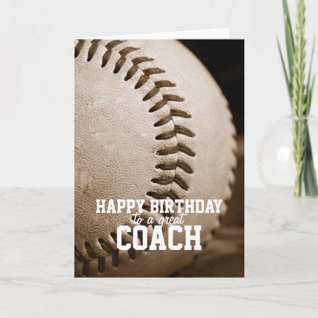 Happy Birthday Baseball Coach Card (Front)