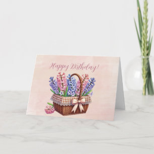 Happy Birthday Basket of Delphiniums Card