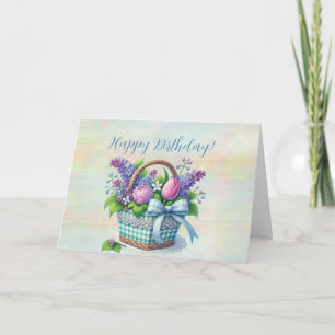 Happy Birthday Basket of Spring Bouquet Card