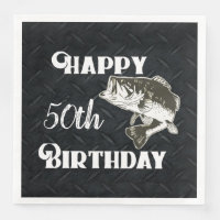Happy Birthday Bass Fishing Age 50th Diamond Plate