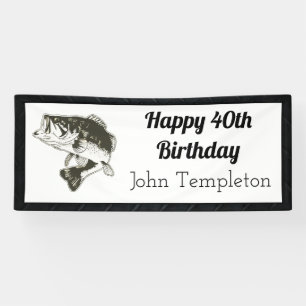 Happy Birthday Bass Fishing Men's Banner
