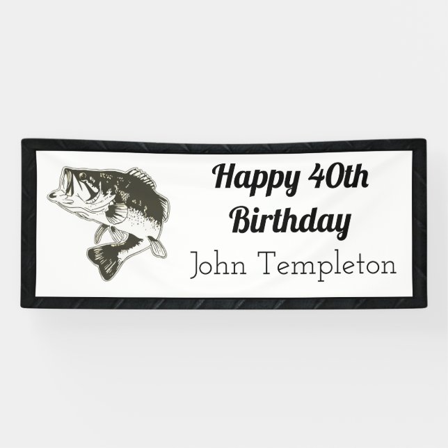 Happy Birthday Bass Fishing Men's Banner (Horizontal)