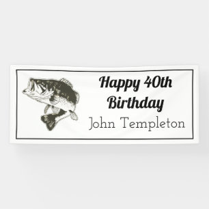 Happy Birthday Bass Fishing Men's Banner