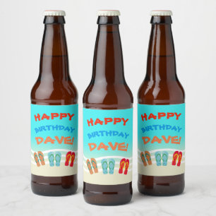Happy Birthday Beach Party Custom Beer Bottle Label