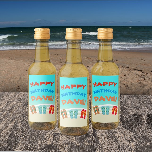 Happy Birthday Beach Party Custom  Wine Label (Creator Uploaded)