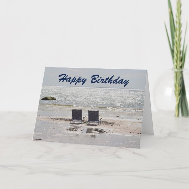 Happy birthday beach photo card (Front)