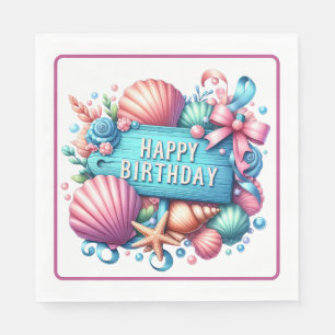 Happy Birthday Beach Theme Napkin
