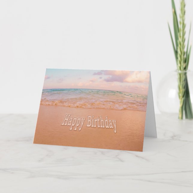 Happy Birthday Beach Waves Card (Front)