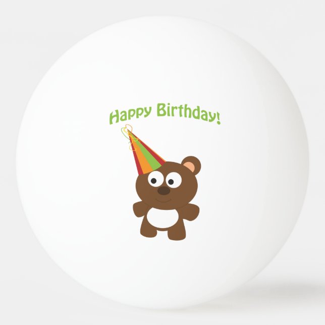 Happy Birthday Bear Ping Pong Ball (Front)
