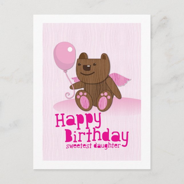 Happy Birthday Bear Sweetest Daughter! Postcard (Front)