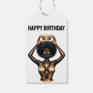 Happy birthday, beautiful, black queen, melanin po gift tags