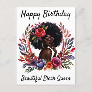 Happy Birthday Beautiful Black Queen Melanin Sista Holiday Postcard