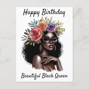 Happy Birthday Beautiful Black Queen Melanin Sista Holiday Postcard