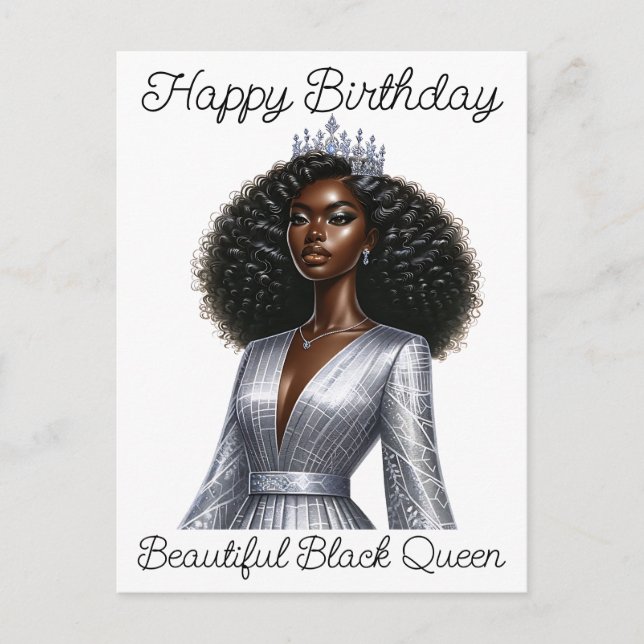 Happy birthday beautiful black queen melanin sista holiday postcard (Front)