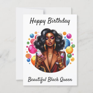 Happy Birthday Beautiful Black Queen Melanin Sista Postcard
