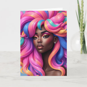 Happy birthday beautiful black woman sista queen card