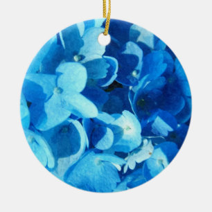 Happy Birthday,, beautiful blue hydrangea Ceramic Tree Decoration