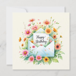 Happy birthday & beautiful flowers Greeting Card
