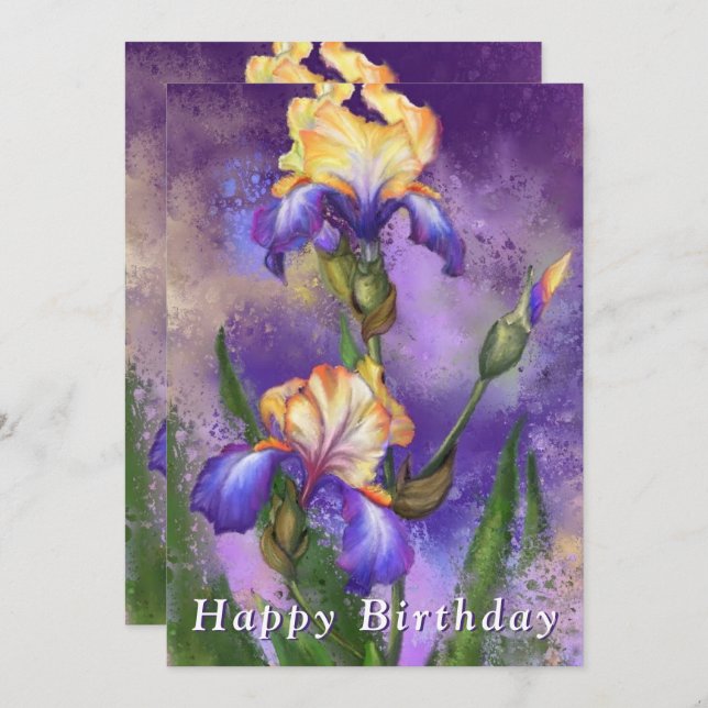 Happy Birthday - Beautiful Iris Flower (Front/Back)
