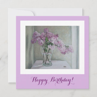 Happy birthday beautiful purple lilacs floral art